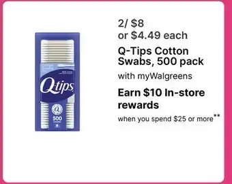 Walgreens Q-Tips Cotton Swabs, 500 pack offer
