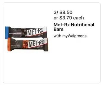 Walgreens Met-Rx Nutritional Bars offer