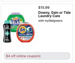 Walgreens Downy, Gain or Tide Laundry Care offer