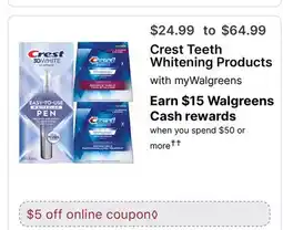 Walgreens Crest Teeth Whitening Products offer