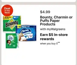 Walgreens Bounty, Charmin or Puffs Paper Products offer