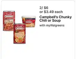 Walgreens Campbell's Chunky Chili or Soup offer