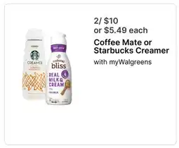 Walgreens Coffee Mate or Starbucks Creamer offer