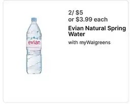 Walgreens Evian Natural Spring Water offer