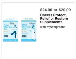 Walgreens Cheers Protect, Relief or Restore Supplements offer