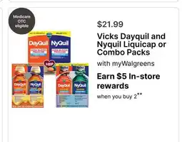 Walgreens Vicks Dayquil and Nyquil Liquicap or Combo Packs offer