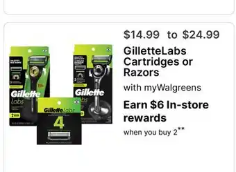 Walgreens GilletteLabs Cartridges or Razors offer