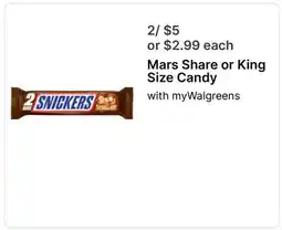 Walgreens Mars Share or King Size Candy offer
