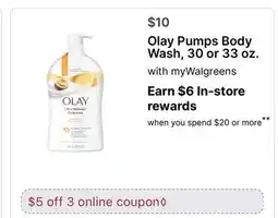 Walgreens Olay Pumps Body Wash offer