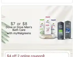 Walgreens Dove or Dove Men's Bath Care offer