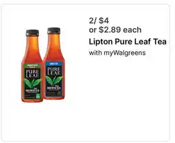 Walgreens Lipton Pure Leaf Tea offer