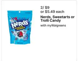 Walgreens Nerds, Sweetarts or Trolli Candy offer