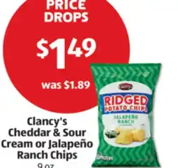 Aldi Clancy's Cheddar & Sour Cream or Jalapeño Ranch Chips offer