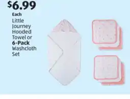 Aldi Little Journey Hooded Towel or 6-Pack Washcloth Set offer