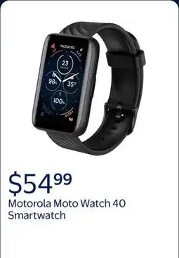 Walmart Motorola Moto Watch 40 Smartwatch (Phantom Black), MOSWZ40-PB offer