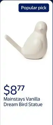 Walmart Mainstays Vanilla Dream Ceramic Tabletop Bird Statue Ornament Decoration offer