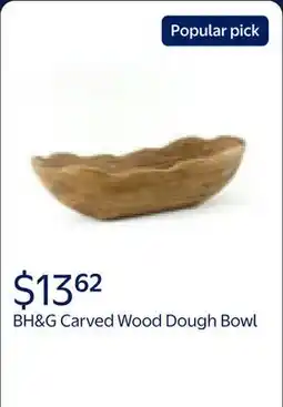 Walmart Better Homes & Gardens Indoor Carved Mid-Tone Brown Wood Decorative Dough Bowl offer