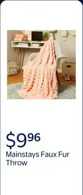Walmart Mainstays By Becky G. & Alejandra Peach Checkered Faux Fur Throw, 50 X 60, Child/Adult offer