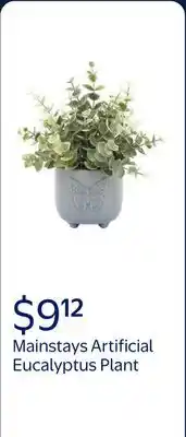 Walmart Mainstays 3 Tabletop Artificial Baby Eucalyptus Plant in Blue Ceramic Butterfly Pot offer