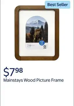 Walmart Mainstays 6x8 inch Matted to 4x6 inch Wood Table Top Picture Frame with Rounded Corners, Walnut offer
