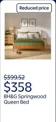 Walmart Better Homes & Gardens Springwood Upholstered Queen Bed, Shearling and Light Honey Finish offer