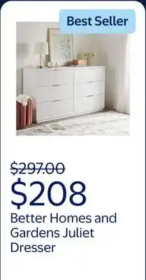 Walmart Better Homes and Gardens Lillian 6 Drawer Dresser offer