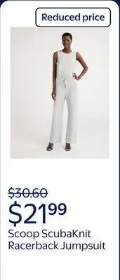 Walmart Scoop Women's Ultimate ScubaKnit Racerback Wide Leg Jumpsuit offer