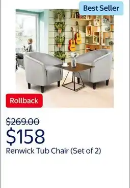Walmart Renwick Modern Upholstered Tub Chair for Livingroom, Set of 2, Gray Velvet offer