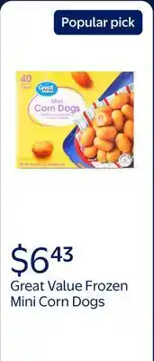 Walmart Great Value Frozen Appetizers Mini Corn Dogs offer