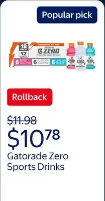 Walmart Gatorade Zero Sports Drinks offer