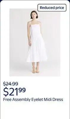 Walmart Free Assembly Women's and Women's Plus Sleeveless Cotton Eyelet Midi Dress offer