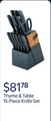 Walmart Thyme & Table 15-Piece Knife Block Set with Sharpener - Navy offer