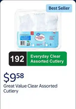 Walmart Great Value Plastic Everyday Clear Assorted Cutlery, 192 Count offer