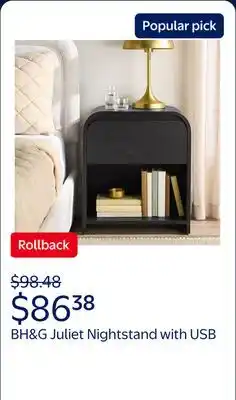 Walmart Better Homes & Gardens Juliet Nightstand with USB, Rich Black Finish offer