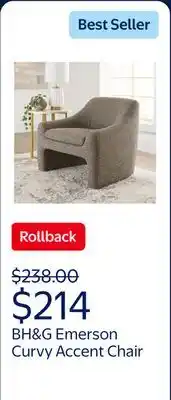 Walmart Better Homes & Gardens Emerson Curvy Accent Chair, Truffle Brown Boucle offer
