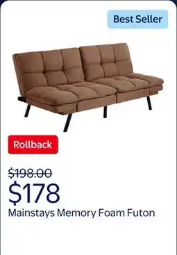 Walmart Mainstays Memory Foam Futon with 72 Camel offer