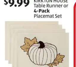 Aldi KIRKTON HOUSE Table Runner or 4-Pack Placemat Set offer