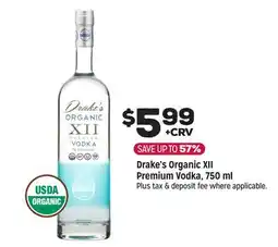 Grocery Outlet Drake's Organic XII Premium Vodka offer