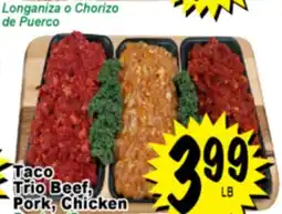 Superior Grocers Taco Trio Beef, Pork, Chicken offer