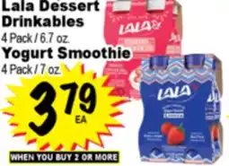 Superior Grocers Lala Dessert Drinkables 4 Pack / 6.7 oz. Yogurt Smoothie 4 Pack / 7 oz offer