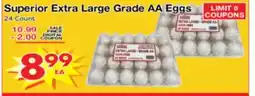 Superior Grocers Superior Extra Large Grade AA Eggs offer