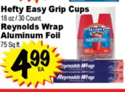 Superior Grocers Hefty Easy Grip Cups, 18 oz / 30 Count., Reynolds Wrap Aluminum Foil, 75 Sq.ft offer