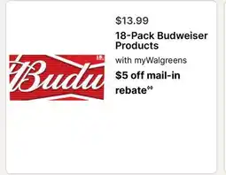 Walgreens 18-Pack Budweiser Products offer