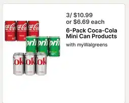Walgreens 6-Pack Coca-Cola Mini Can Products offer