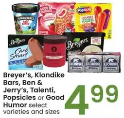 Albertsons Breyer's, klondike bars, ben & jerry's, talenti, popsicles or good humor offer