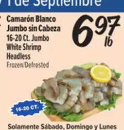 El Super Fresh 16-20Ct. Jumbo White Shrimp Headless offer