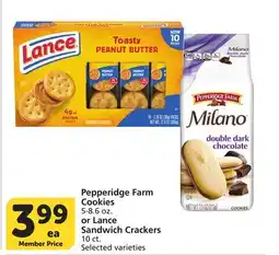 Vons Pepperidge Farm Cookies 5-8.6 oz. or Lance Sandwich Crackers 10 ct offer
