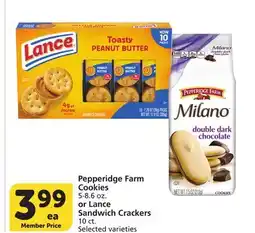 Albertsons Pepperidge Farm Cookies 5-8.6 oz. or Lance Sandwich Crackers 10 ct offer