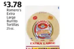 Aldi Romero's Extra Large Burrito Tortillas offer