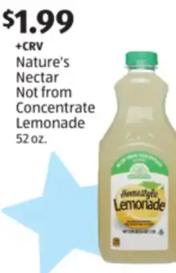 Aldi Nature's Nectar Not from Concentrate Lemonade offer